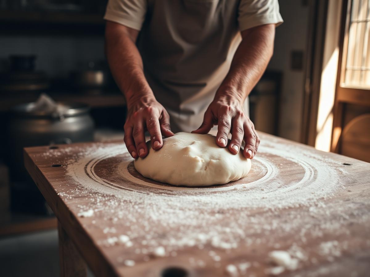 Our baker preparing fresh dough